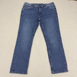 The Perfect Jeans NYC Mens 34x28 Blue Denim Slim Straight Grunge Casual Stretch